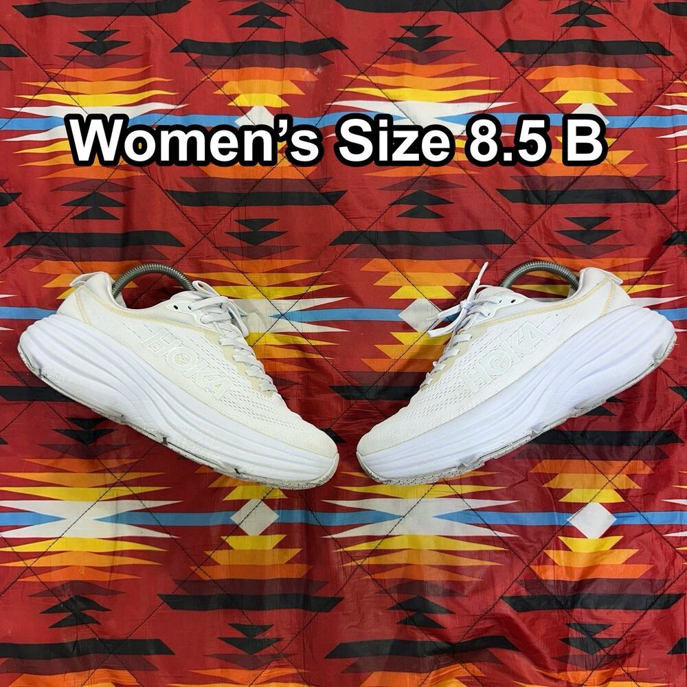 Hoka One One Bondi 8 Women's Size 8.5 B White Running Shoes 1127952 WWH